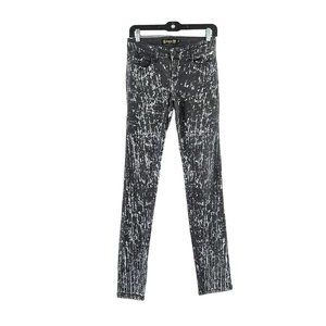 Encore Junior's Black Paint Splatter Jeans Medium Wash Mid-Rise Denim Size 7